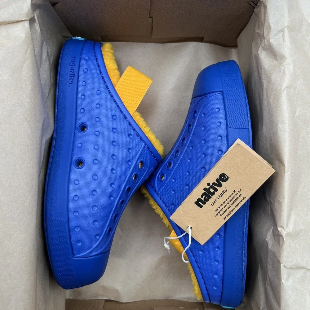 Native Jefferson Toddler Boys Slip-On Cozy Clogs Size 10 Blue-Yellow Warm‎ Shoes